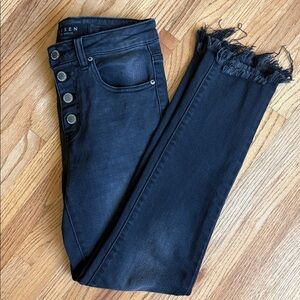 Risen Jeans 26” Frayed Hem High-Rise Black Ankle Jeans